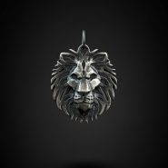 آویز نقره شیر انتزاعی