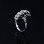 انگشتر نقره دسته گل رز